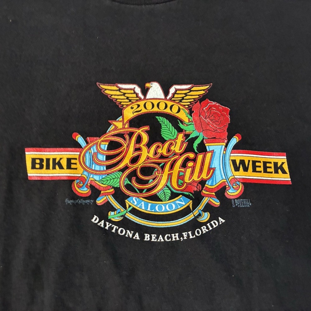 Vintage Bike Week Mens M Shirt Black 90s Sturgis Daytona Harley Davidson USA Y2K - Picture 2 of 6